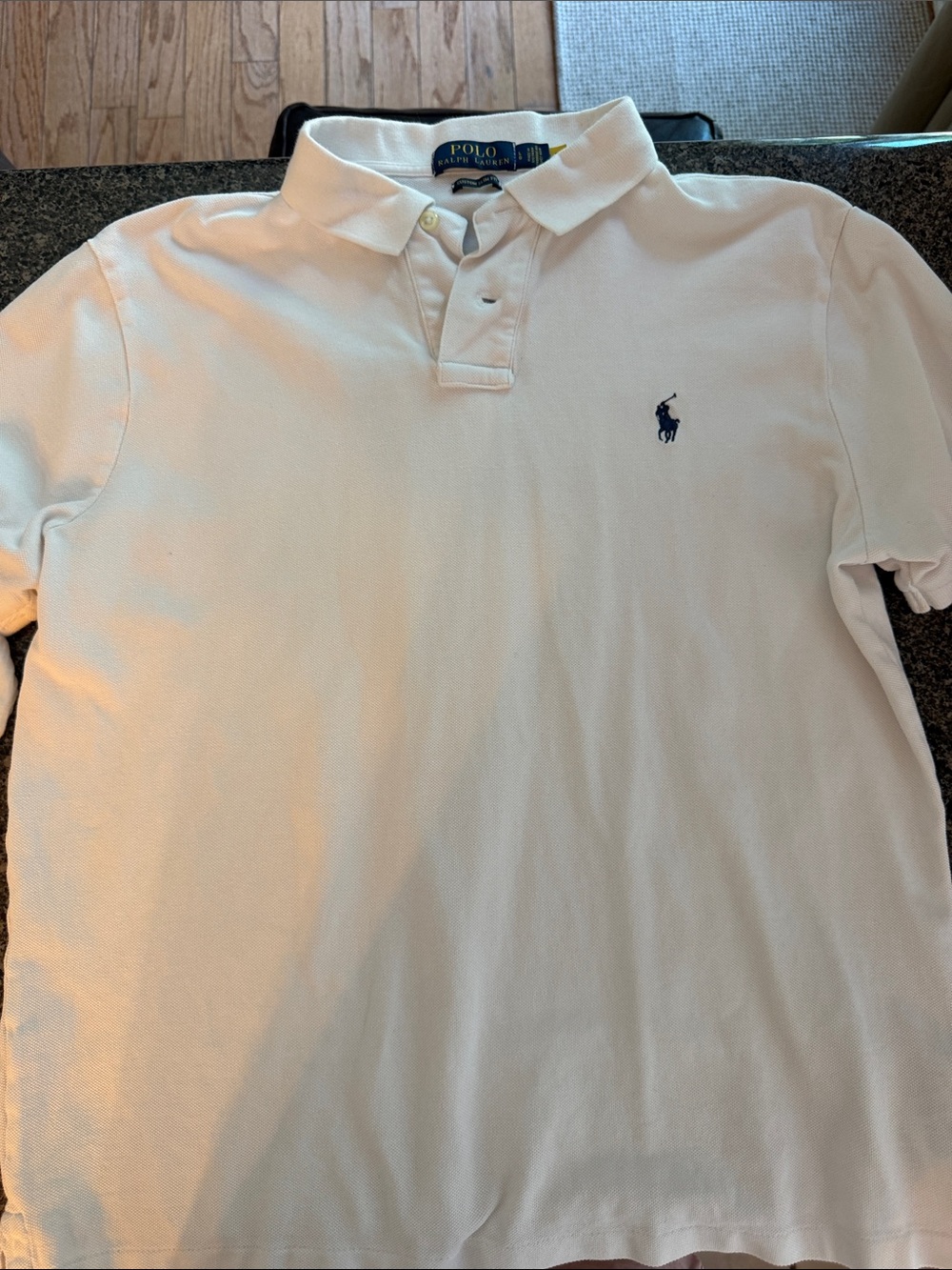 Polo by Ralph Lauren White Men's Cotton Polo with Navy Pony